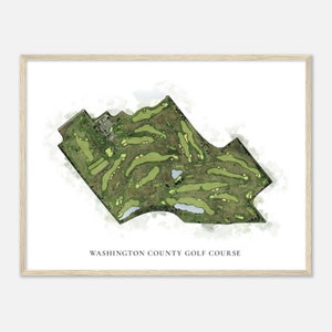 Washington County Golf Club, Wisconsin - Klassische Aquarell Karte | Golfer Geschenk, Golf Wandkunst, Golf Poster Druck, Platz Layout