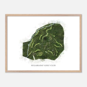 Sugarloaf Golf Club in Carrabassett Valley, Maine: klassieke aquarelkaart | Golfcadeau, golfmuurkunst, golfposterprint, baanindeling