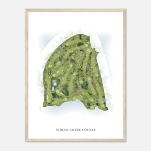 Indian Creek Course, Florida - Klassieke aquarelkaart | Golfer cadeau, golf kunst aan de muur, golf poster print, baanindeling