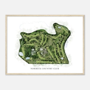 Norbeck Country Club, Maryland - Classic Watercolor Map | Golfer Gift, Golf Wall Art, Golf Poster Print, Course Layout