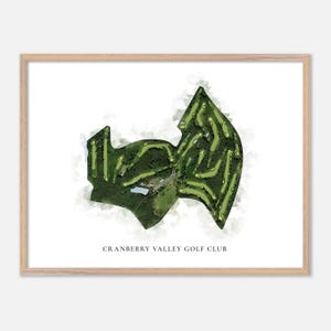Cranberry Valley Golf Club en Harwich, Massachusetts: mapa de acuarela clásico, regalo para golfistas, arte mural de golf, impresión de póster de golf, diseño del campo