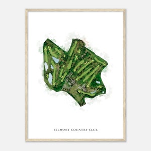 Belmont Country Club, Massachusetts - Classic Watercolor Map | Golfer Gift, Golf Wall Art, Golf Poster Print, Course Layout