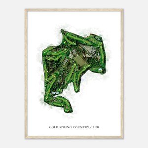 Cold Spring Country Club, New York - Klassieke aquarelkaart | Golfer cadeau, golf kunst aan de muur, golf poster print, baanindeling