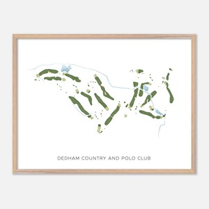 Dedham Country and Polo Club a Dedham, Massachusetts - Mappa moderna ad acquerello / Regalo per golfisti, Arte murale per golf, Stampa poster per golf