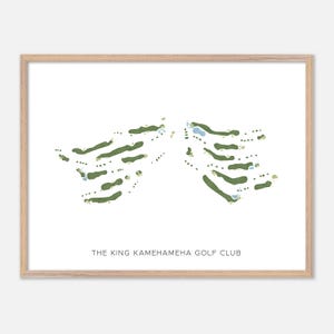 King Kamehameha Golf Club in Wailuku, Hawaii - Moderne Aquarell Landkarte | Golfer Geschenk, Golf Wandkunst, Golf Poster Druck, Platz Layout