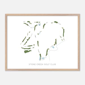 Stone Creek Golf Club in Sherman, Texas - Moderne Aquarell Landkarte | Golfer Geschenk, Golf Wandkunst, Golf Poster Druck, Platz Layout