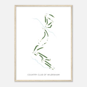 Country Club di Wilbraham, Massachusetts - Mappa acquerello moderna / Regalo per golfisti, Arte da parete per golf, Stampa poster di golf, Layout del campo