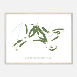 Old Town Country Club, Carolina del Nord - Mappa acquerello moderna / Regalo per golfisti, Arte da parete per golf, Stampa poster di golf, Layout del campo