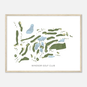 Windsor Golf Club, Californië - moderne aquarelkaart | Golfer cadeau, golf kunst aan de muur, golf poster print, baanindeling
