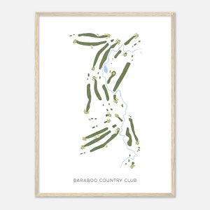 Baraboo Country Club, Wisconsin - Modern Watercolor Map | Golfer Gift, Golf Wall Art, Golf Poster Print, Course Layout