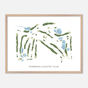 Pembroke Country Club a Pembroke, Massachusetts - Mappa moderna ad acquerello / Regalo per golfisti, Arte murale per golf, Stampa poster per golf, Layout del campo