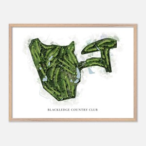 Blackledge Country Club in Hebron, Connecticut - Classic Watercolor Map | Golfer Gift, Golf Wall Art, Golf Poster Print, Course Layout