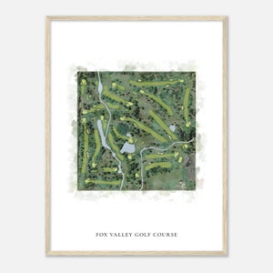 Fox Valley Golf Course, Wisconsin - Klassieke aquarelkaart | Golfer cadeau, golf kunst aan de muur, golf poster print, baanindeling