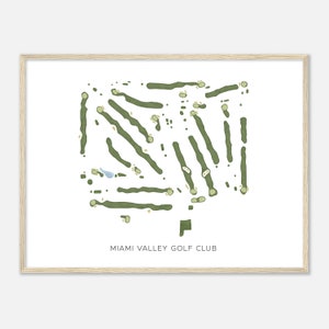 Miami Valley Golf Club, Ohio - moderne aquarelkaart | Golfer cadeau, golf kunst aan de muur, golf poster print, baanindeling