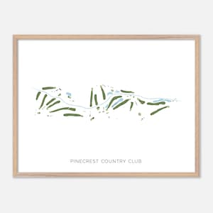 Pinecrest Country Club a Longview, Texas - Mappa moderna ad acquerello / Regalo per golfisti, Arte murale per golf, Stampa poster per golf, Layout del campo