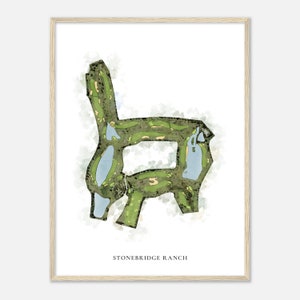 Stonebrücke Ranch, Texas - Klassische Aquarell Landkarte | Golfer Geschenk, Golf Wandkunst, Golf Poster Druck, Platz Layout