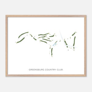 Greensburg Country Club à Jeannette, Pennsylvanie - Carte aquarelle moderne | Cadeau golfeur, oeuvre d'art murale de golf, impression d'affiche de golf, aménagement du parcours