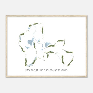 Hawthorn Woods Country Club, Illinois - Moderne Aquarell Landkarte | Golfer Geschenk, Golf Wandkunst, Golf Poster Druck, Platz Layout