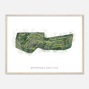 Minniwaska Golf Club, Minnesota - Classic Watercolor Map | Golfer Gift, Golf Wall Art, Golf Poster Print, Course Layout