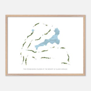Der Stonehaven Platz im Resort Bei Glade Springs in Daniels, West Virginia - Moderne Aquarell Karte | Golfspieler Geschenk, Golf Wandkunst