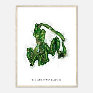 The Club at Nevillewood, Pennsylvania - Klassische Aquarell Karte | Golfer Geschenk, Golf Wandkunst, Golf Poster Druck, Platz Layout