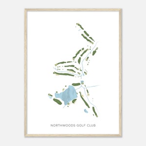 Northwoods Golf Club, South Carolina - Modern Watercolor Map | Golfer Gift, Golf Wall Art, Golf Poster Print, Course Layout