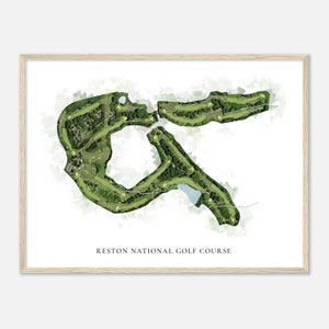 Reston National Golf Club, Virginia - Klassische Aquarell Karte | Golfer Geschenk, Golf Wandkunst, Golf Poster Druck, Platz Layout