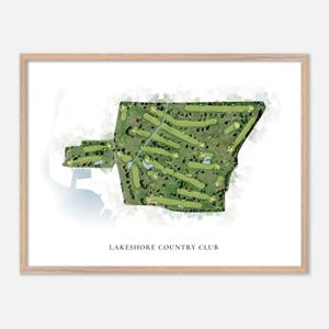 Lakeshore Country Club a Cicero, New York - Mappa classica ad acquerello / Regalo per golfisti, Arte murale per golf, Stampa poster per golf, Layout del campo