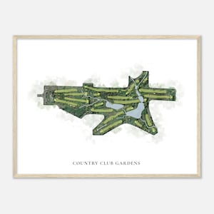 Country Club Gardens, Missouri - Klassische Aquarell-Karte | Golfer Geschenk, Golf Wandkunst, Golf Poster Druck, Platz Layout