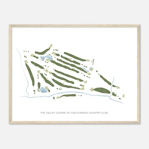 The Valley Course bij Castlewood Country Club, Californië - Moderne aquarelkaart | Golfer cadeau, golf kunst aan de muur, golf poster print