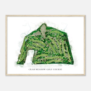 Crab Meadow Golf Club, New York - Klassische Aquarell Karte | Golfer Geschenk, Golf Wandkunst, Golf Poster Druck, Platz Layout