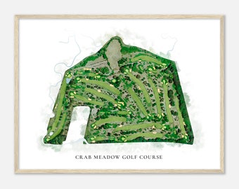 Crab Meadow Golf Course, New York - Classic Watercolor Map | Golfer Gift, Golf Wall Art, Golf Poster Print, Course Layout