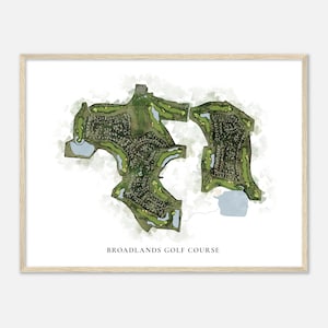 Broadlands Golf Course, Colorado - Classic Watercolor Map | Golfer Gift, Golf Wall Art, Golf Poster Print, Course Layout