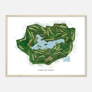 Lake of Isles, Connecticut - Classic Watercolor Map | Golfer Gift, Golf Wall Art, Golf Poster Print, Course Layout