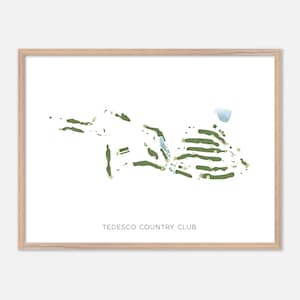 Tedesco Country Club à Marblehead, Massachusetts - Carte aquarelle moderne | Cadeau golfeur, oeuvre d'art murale de golf, impression d'affiche de golf, aménagement du parcours