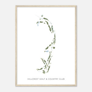 Hillcrest Golf & Country Club, Indiana - Moderne aquarelkaart | Golfer cadeau, golf kunst aan de muur, golf poster print, baanindeling