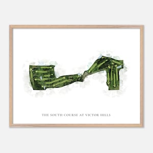 Le parcours sud de Victor Hills à Victor, New York - Carte aquarelle classique | Cadeau de golfeur, oeuvre d'art murale de golf, impression d'affiche de golf