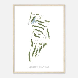 Longbow Golf Club, Arizona - moderne aquarelkaart | Golfer cadeau, golf kunst aan de muur, golf poster print, baanindeling