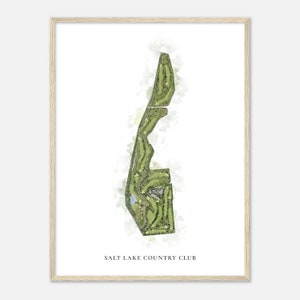 Salt Lake Country Club, Utah - Klassische Aquarell-Karte | Golfer Geschenk, Golf Wandkunst, Golf Poster Druck, Platz Layout