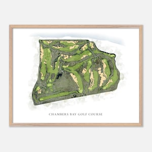 Chambars Bay Golf Platz in Universitäts Platz, Washington - Klassische Aquarell Karte | Golfer Geschenk, Golf Wandkunst, Golf Poster Druck