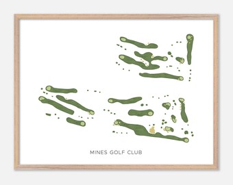 Mines Golf Club in Grand Rapids, Michigan - Modern Watercolor Map | Golfer Gift, Golf Wall Art, Golf Poster Print, Course Layout