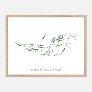 Club de golf Blue Springs en , Canadá - Mapa de acuarela moderno / Regalo de golfista, Arte mural de golf, Impresión de póster de golf, Diseño del campo