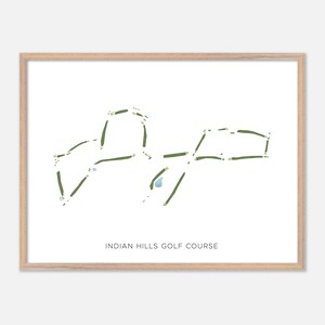 Indian Hills-golfbaan in Riverside, Californië: moderne aquarelkaart | Golfcadeau, golfmuurkunst, golfposterprint, baanindeling