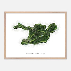 Eastman Golf Links in Grantham, New Hampshire: klassieke aquarelkaart | Golfcadeau, golfmuurkunst, golfposterprint, baanindeling