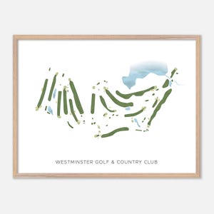 Westminster Golf & Country Club a Westminster, Massachusetts - Mappa moderna ad acquerello / Regalo per golfisti, Arte murale per golf, Stampa poster per golf