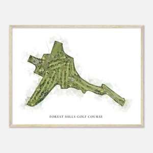 Forest Hills Golf Club, Wisconsin - Klassische Aquarell Karte | Golfer Geschenk, Golf Wandkunst, Golf Poster Druck, Platz Layout