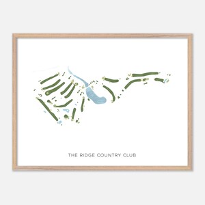 The Ridge Country Club a Gilford, New Hampshire - Mappa moderna ad acquerello / Regalo per golfisti, Arte murale per golf, Stampa poster per golf, Layout del campo