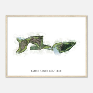 Bailey Ranch Golf Club, Oklahoma - Klassieke aquarelkaart | Golfer cadeau, golf kunst aan de muur, golf poster print, baanindeling