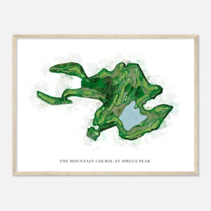 Der Gebirgsverlauf am Spruce Peak, Vermont - klassische Aquarell-Karte | Golfer Geschenk, Golf Wandkunst, Golf Poster Druck, Platz Layout