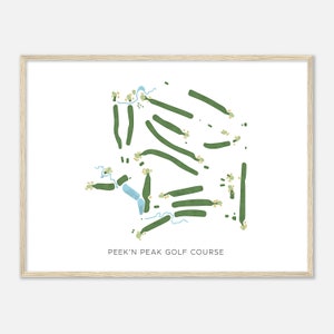 May include: A framed illustration of a golf course with green fairways and sand traps. The text "PEEK'N PEAK GOLF COURSE" is printed below the illustration.